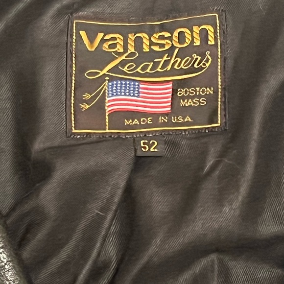 Vanson Leather black motorcycle jacket size 52 - Made IN MA USA - Picture 8 of 16